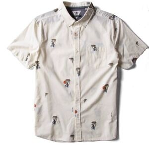 Vissla Mens Parrot Palm Tree Print Button Up SS‎ Shirt Size Small NWOT 0398